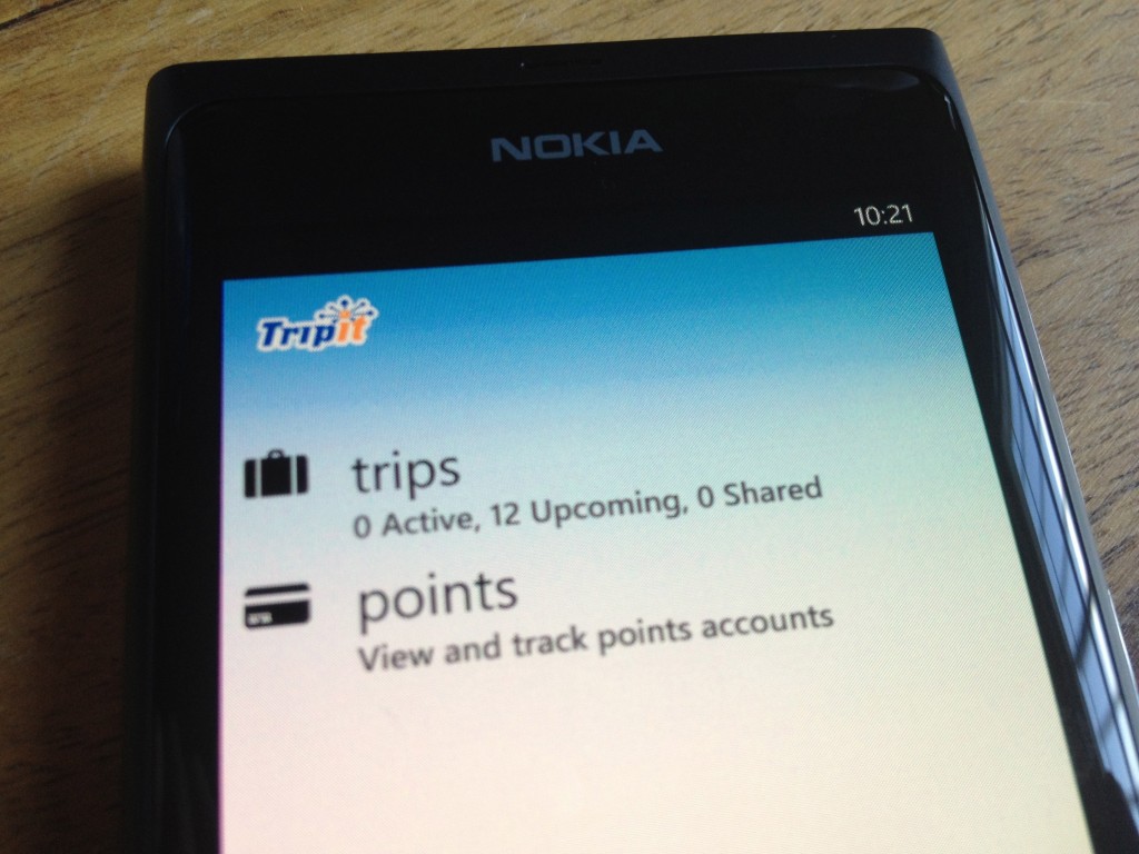 Nokia Lumia 800 - TripIt Nokia Lumia 800 - TripIt