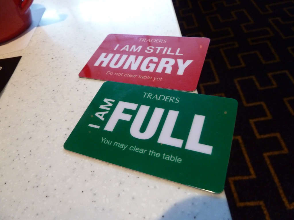 Cards at breakfast at Traders Hotel